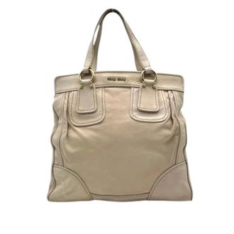 Miu Miu Pre-owned Tote Bags, female, Beige, Size: ONE SIZE Pre-owned Leather Tote Bag