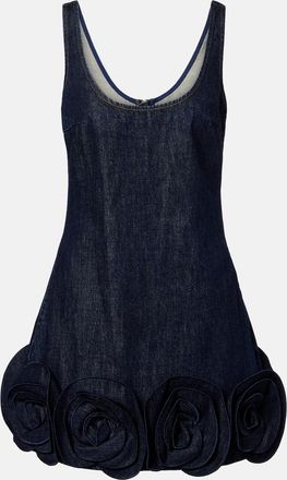 Self Portrait Floral-appliqu&eacute; denim minidress