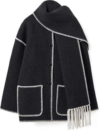 Toteme Light Jackets, female, Gray, M, Embroidered Scarf Jacket Dark Grey