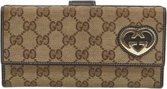 Gucci Pre-owned Wallets, female, Beige, Size: ONE SIZE Pre-owned Canvas Wallet