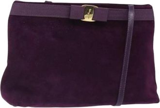 Ferragamo Pre-owned Clutches, female, Purple, Size: ONE SIZE Pre-owned Suede Shoulder Bag