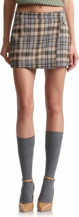 Avec Les Filles Safety Pin Plaid Mini Skort in Lt Brown Plaid at Nordstrom, Size 14