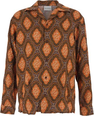 Dr&ocirc;le de Monsieur Camicia La Chemise M&eacute;daillon con colletto largo - Marrone