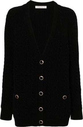 Alessandra Rich cable-knit wool cardigan - women - Wool - 40 - Black
