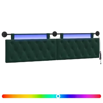 vidaXL Cabecero Colgante Con Luz Led Verde Oscuro Terciopelo Vidaxl