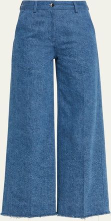 Michael Kors Cropped Wide-Leg Denim Jeans