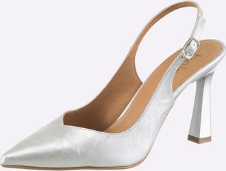 Heine Slingpumps HEINE, Damen, Gr. 35, silberfarben, Textil, Schuhe Slingpumps