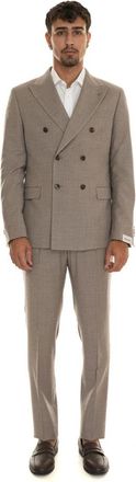 Paoloni Elegant Double Breasted Wool Dress - Heren - Business pakken - Beige - XL - Wol - Kostuums