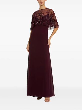 Mac Duggal embellished-cape sleeveless maxi dress - women - Polyester - 14 - Red