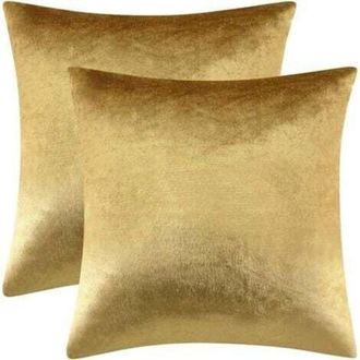 OEM Juego De 2 Fundas De Coj&iacute;n De Terciopelo Dorado De 45 Cm X 45 Cm, Fundas De Almohada Cuadradas Decorativas, Para Sof&aacute;, Sala De Estar, Dormitorio