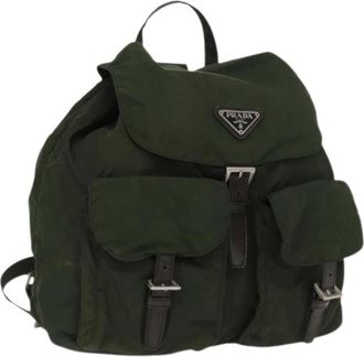 Prada Pre-owned Backpacks, female, Green, Size: ONE SIZE Pre-owned Nylon Backpack