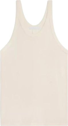 Helmut Lang Top Met Logo - Dames - Tops zonder mouwen - Wit - L - Leer - Tops