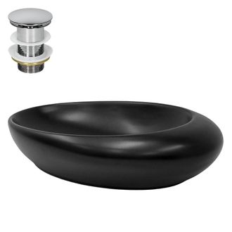 ECD Germany Lavabo negro mate cer&aacute;mico 585x375x145 mm moderno ovalado
