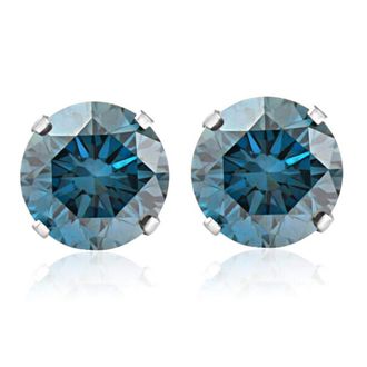 Pompeii3 1ct Blue Diamond Studs 14K White Gold