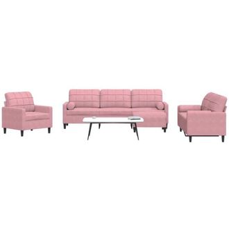 vidaXL Juego De Sof&aacute;s Con Cojines 4 Piezas Terciopelo Rosa Vidaxl