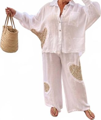 Made in Italy Amore Wide Leg Linen Pants In White