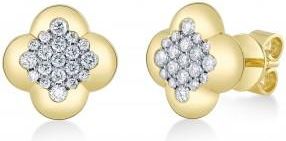 Allurez Diamond Clover Stud Earrings 14K Yellow Gold (0.39ct)