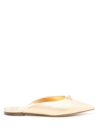 Valentino Garavani Roman Stud metallic mules - women - Calf Leather/Calf Leather/Lambskin - 36 - Gold
