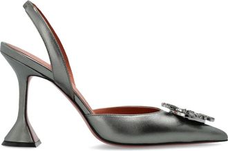 Amina Muaddi Schoenen, Dames, Grijs, 37 1/2 EU, Leer, Begum Sling 95
