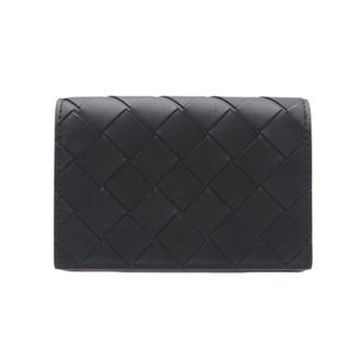 Bottega Veneta Intrecciato Black Bordeaux Intrecciato Card Wallet (Pre-Owned)