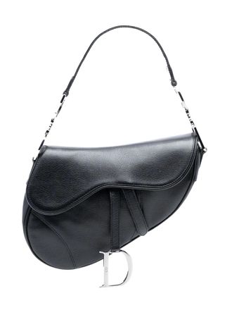 Dior Borsa a spalla Saddle in pelle di capra lucida 2002 - Nero