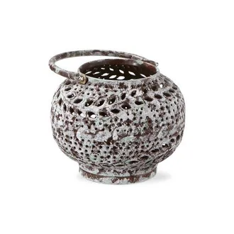 Tag Sula Hand Pierced Round Lantern Candle Holder Patina Iron in Brown at Nordstrom