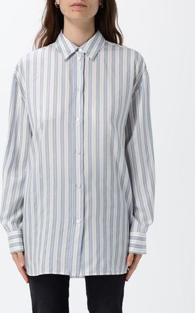 Gucci Camicia relaxed fit in seta a righe con collo francese e spalle scese