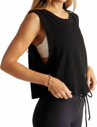 YEAR OF OURS Flow Cropped Muscle Tank Top In Black