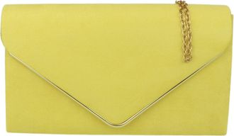 Girly HandBags Womens Faux Suede Clutch Bag Envelope Metallic Frame Handbag Yellow