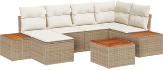 vidaXL Vidaxl - Conjunto De Sof&aacute; De Jard&iacute;n Con Coj&iacute;n 7 Pcs Beige Polirat&aacute;n