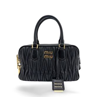 Miu Miu Arkadi Matelass&eacute; Napa Leather Bag Black
