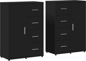 vidaXL Sideboards 2 pcs Black 60x31x84 cm Engineered Wood vidaXL