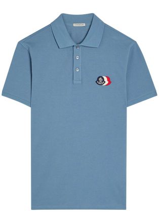 Moncler Logo-appliqu&eacute;d Piqu&eacute; Cotton Polo Shirt - Blue - Xxl