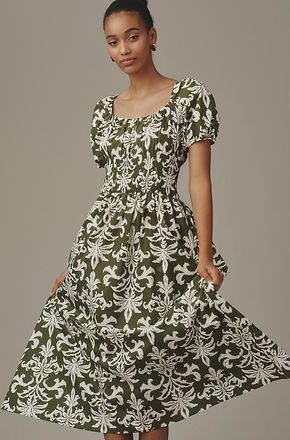 Maeve Puff Sleeve Fit & Flare Dress