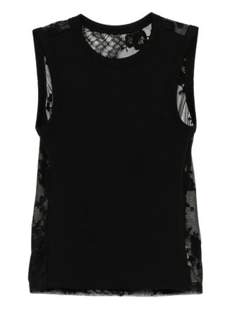 Quetsche floral-lace vest - women - Cotton - 36 - Black