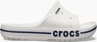 Crocs Mens Bayabnd Wordmark Open Toe Slides - White/Multi - Size: 11 46-47