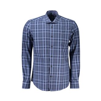 North Sails Blauw katoenen overhemd met ruitpatroon - Heren - Casual Overhemden - Blauw - M - Katoen - Overhemden