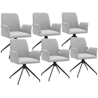 TecTake Swivel Chair Daya Set Of 6 - Light Grey | Size: 6 Pack