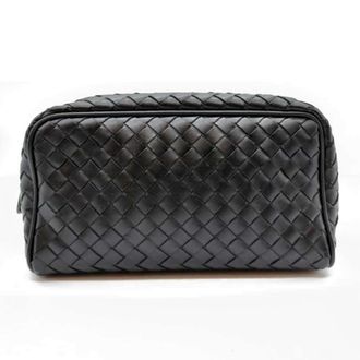Bottega Veneta Intrecciato Black Leather Pouch (Pre-Owned)