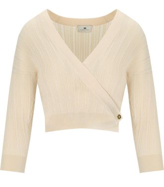 Elisabetta Franchi Butter -Top mit V Hals gestrickt