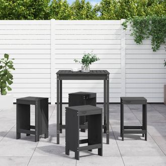 vidaXL Set De Mesa Y Taburetes Altos Jard&iacute;n 5 Piezas Madera Pino Gris Vidaxl