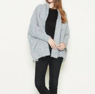 Look by M Cotton Candy Teddy Cape Cardigan In Dusty