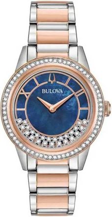 Bulova Crystal Turnstyle Quartz Blue Mother of Pearl Dial Ladies Watch 98L261