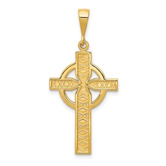 Diamond2Deal 14k Yellow Gold Celtic Cross Pendant