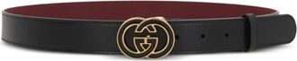 Gucci Leren riem met GG-logo - Zwart