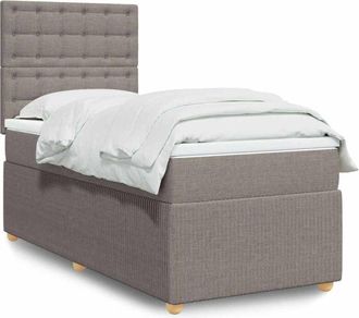 vidaXL Cama Box Spring Con Colch&oacute;n Tela Gris Taupe 80x200 Cm Vidaxl