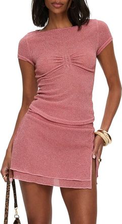 Princess Polly Crystal Clear Metallic Mesh Top in Pink at Nordstrom, Size 4