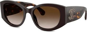 Chanel Sunglasses, female, Brown, Size: 53 MM Oval Sunglasses