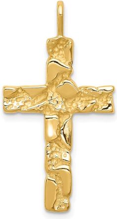 Diamond2Deal 10k Yellow Gold Nugget Cross Pendant