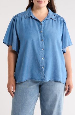 Beach Lunch Lounge Greyson Short Sleeve Shirt in Medium Wash at Nordstrom, Size 2X